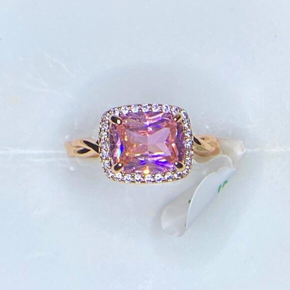 Bomb Party Jewelry - Rose Quartz CZ Statement Ring RBP6633 Brighter than the Moon Size 8